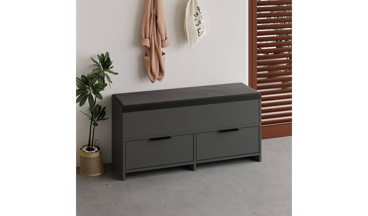 Decortie Cove Particleboard Wood Effect Shoe Storage Bench - Anthracite