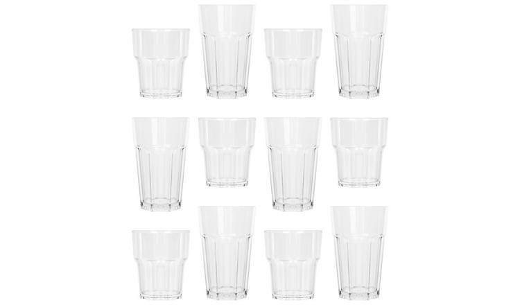 Argon Tableware 12 Piece Reusable Plastic Tumblers & Highball Glasses Set