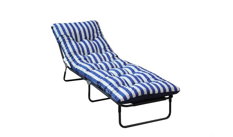 Buy Argos Home Metal Sun Lounger with Cushion - Blue | Garden chairs and sun loungers | Argos