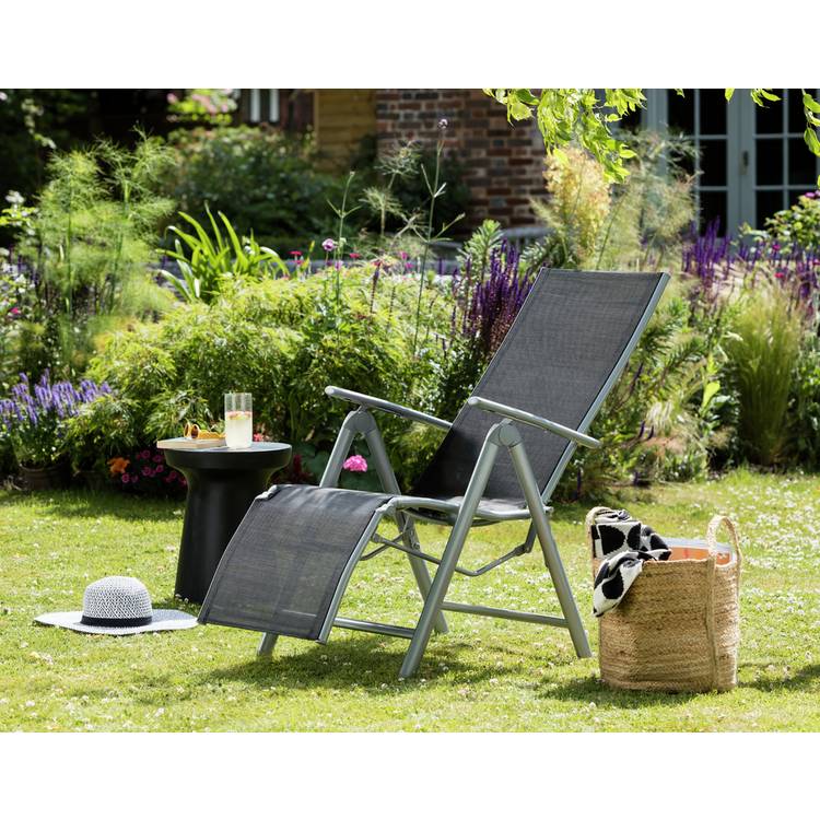 Argos Home Malibu Folding Recliner Garden Chair - Black 0