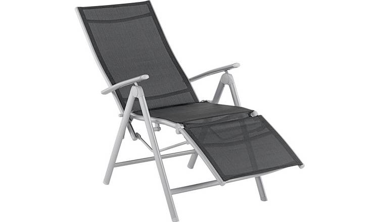 Argos Home Malibu Folding Recliner Garden Chair - Black
