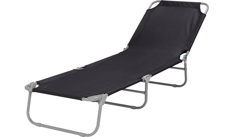 Buy Argos Home Metal Foldable Sun Lounger - Black | Garden chairs and