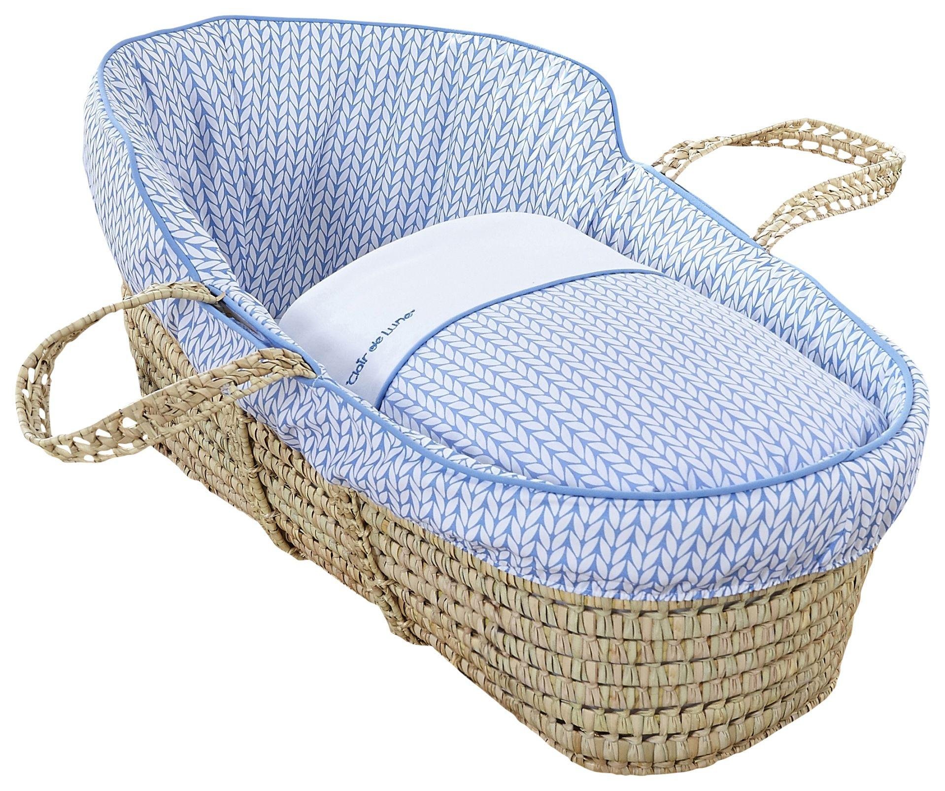 Clair De Lune Barley Bébé High Top Palm Moses Basket - Blue