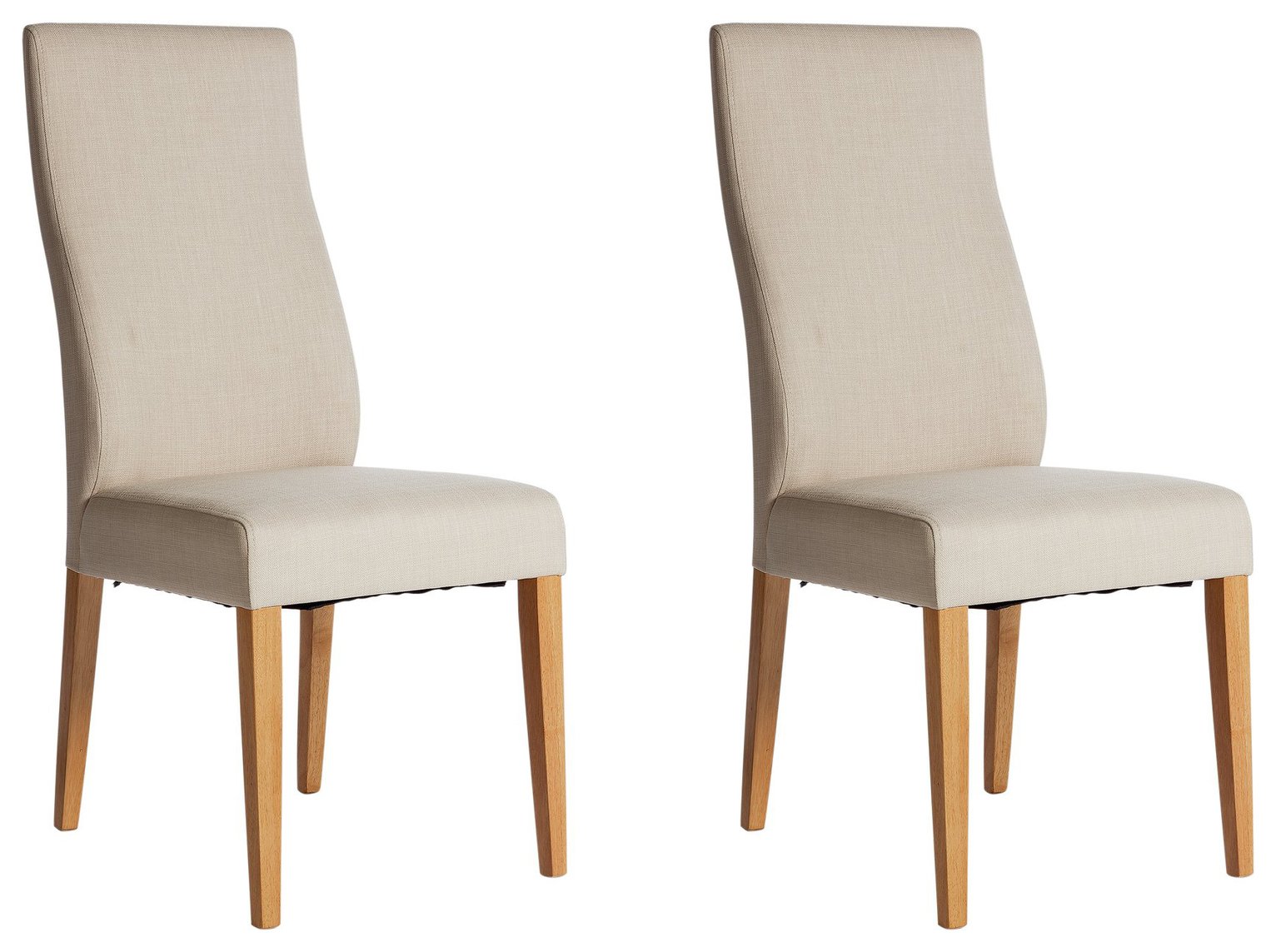 Argos Home Pair of High Back Curved Chairs - Oatmeal
