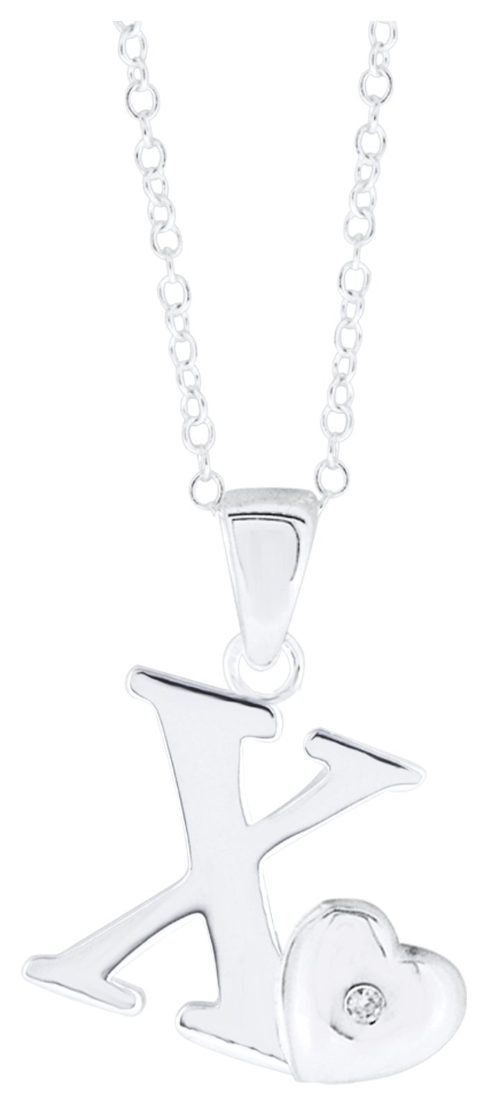 Sterling Silver Initial Pendant - X