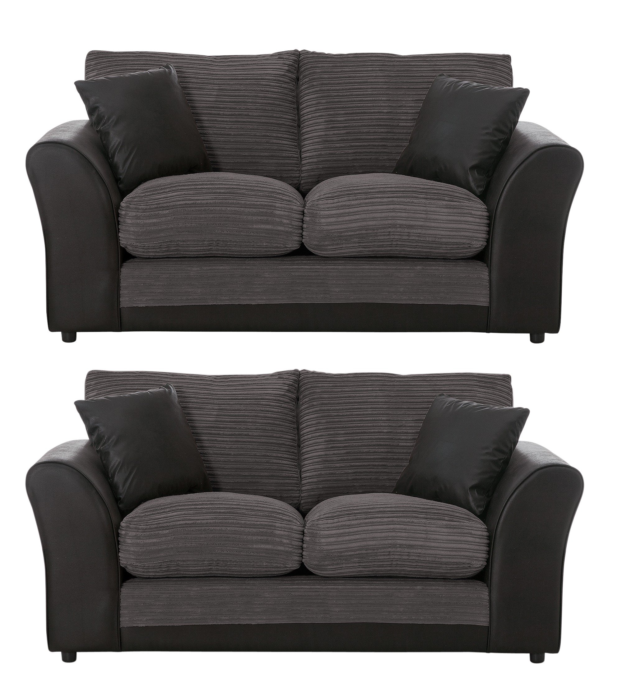 Argos Home Harley Fabric Pair of 2 Seater Sofas - Charcoal