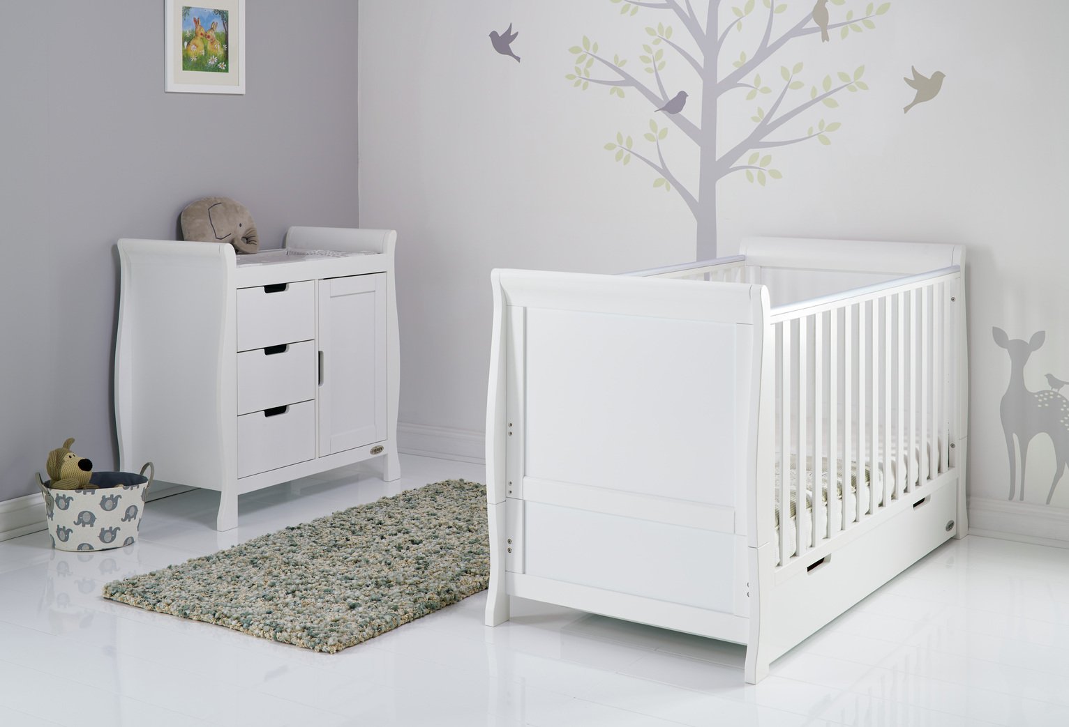 Obaby Stamford Classic Sleigh 2 Piece Room Set - White