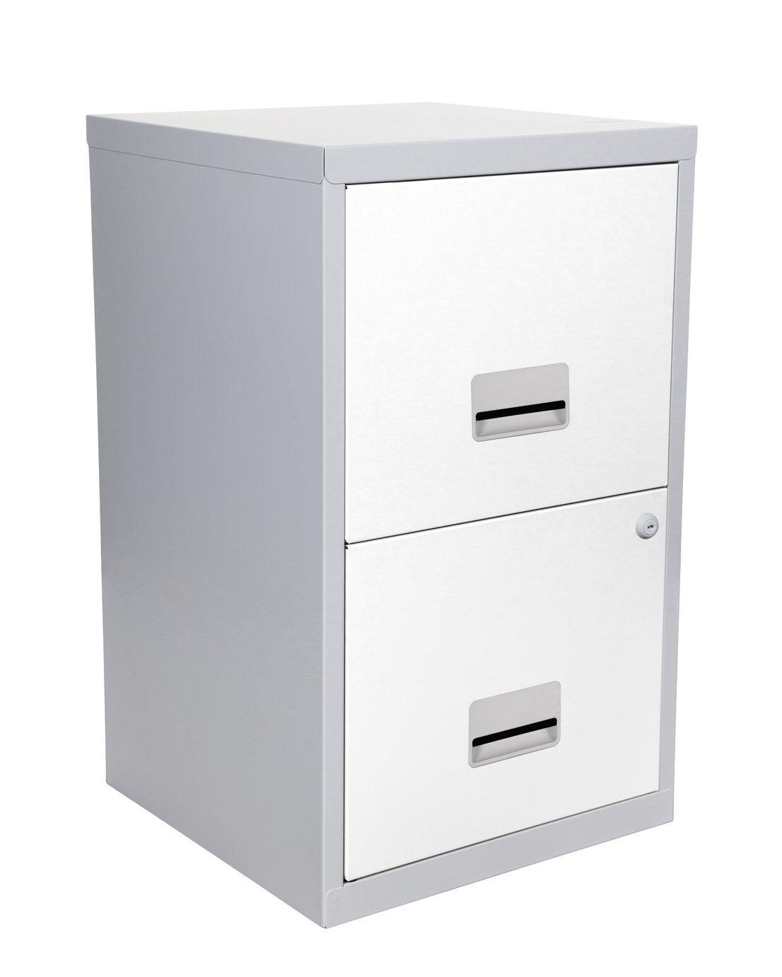 Pierre Henry 2 Drawer Metal Filing Cabinet - Silver & White