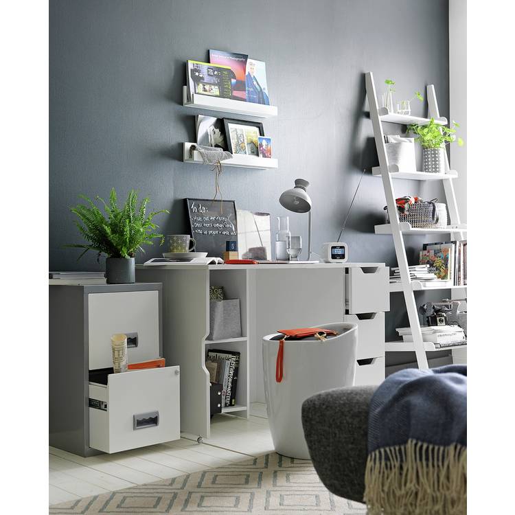 Pierre Henry 2 Drawer Metal Filing Cabinet - Silver & White 0