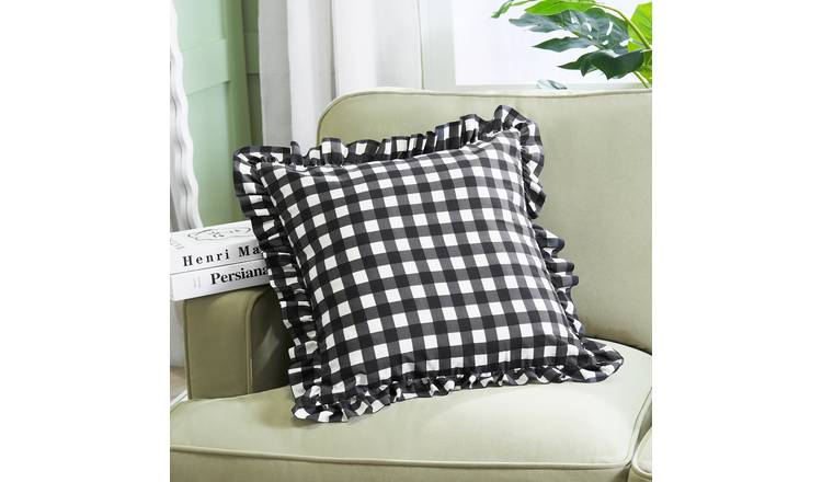 OHS 2 Pack Check Gingham Cushion Covers 45 x 45cm - Mono