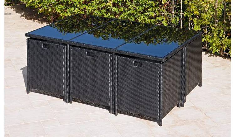 Buy Argos Home Cube 6 Seater Rattan Effect Patio Set Black