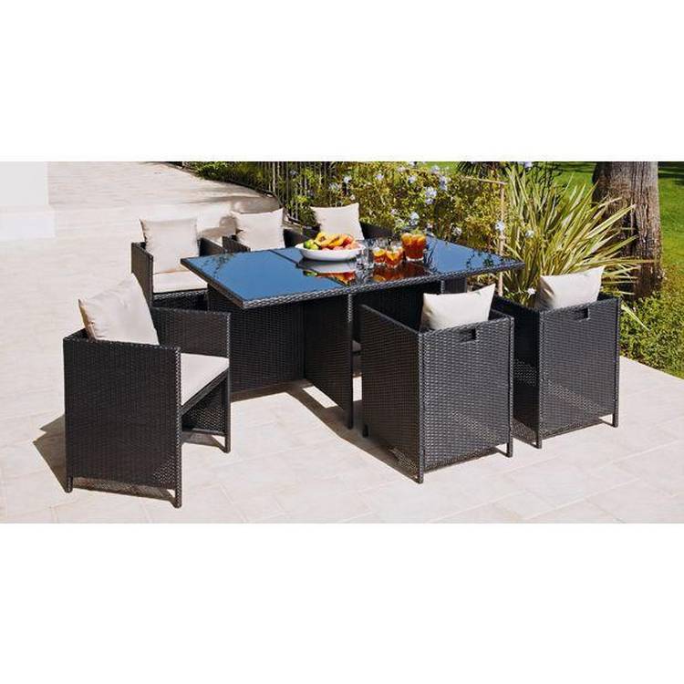 Argos Home Cube 6 Seater Rattan Effect Patio Set - Black 0
