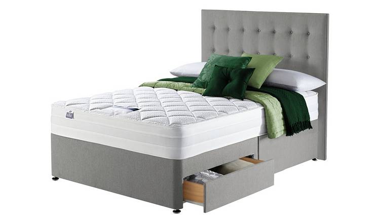 Silentnight Knightly 2000 Luxury Double 2Drw Divan Bed -Grey
