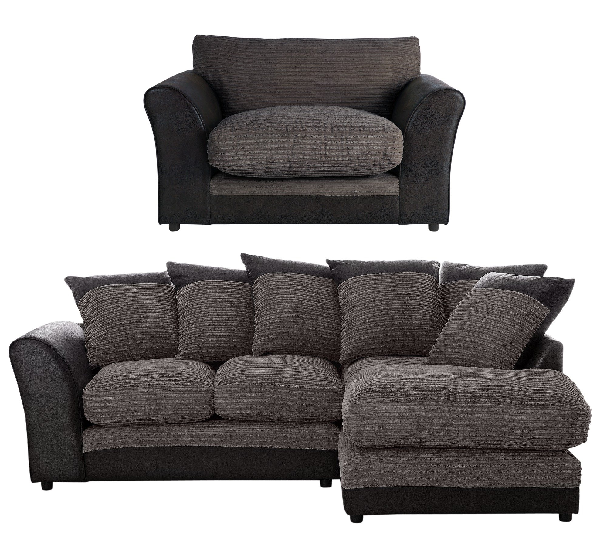 Argos Home Harley Reg RH Corner Charcoal Sofa & Cuddle Chair