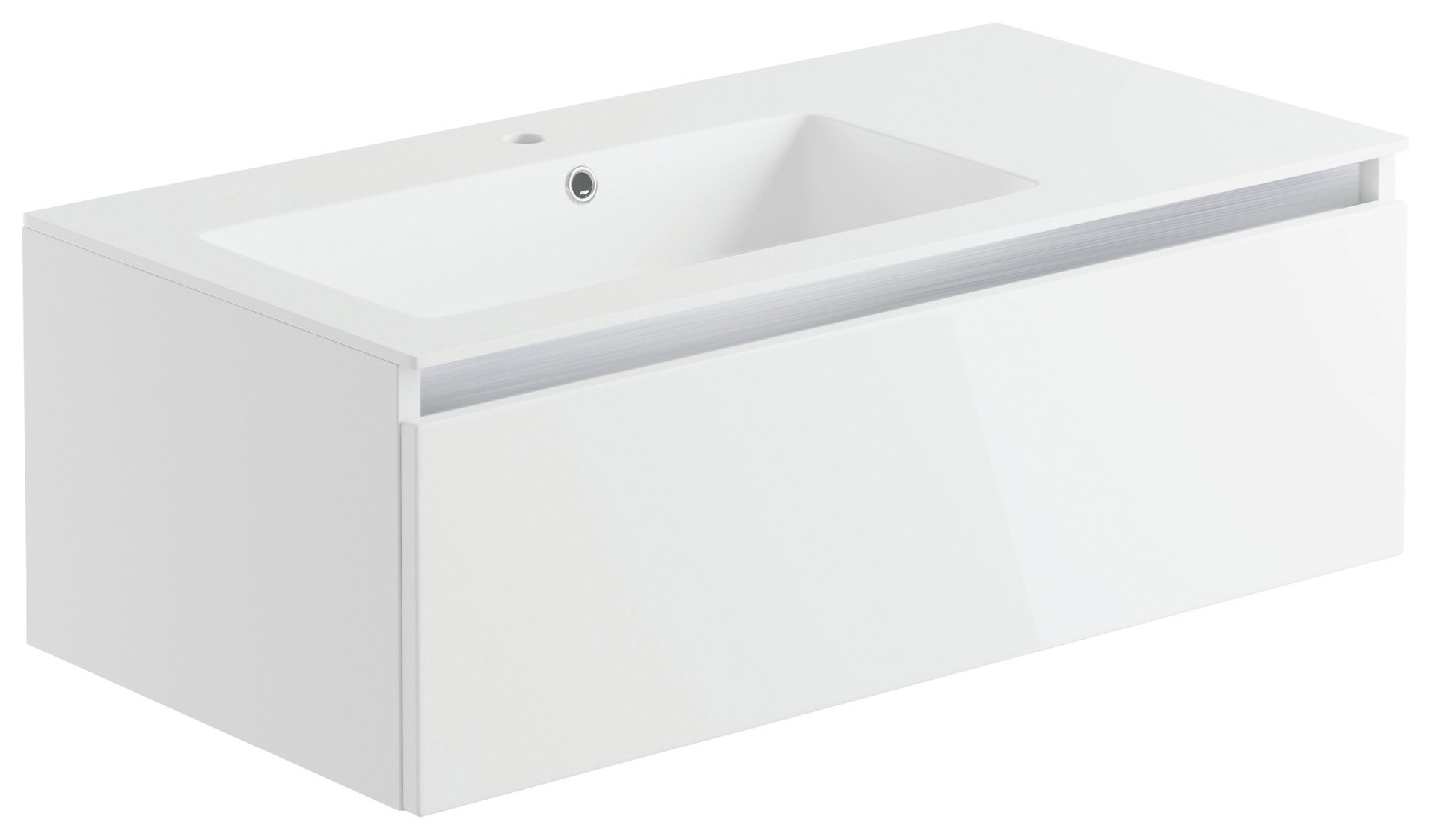 Lavari 1 Drawer Undersink Unit - White Gloss.