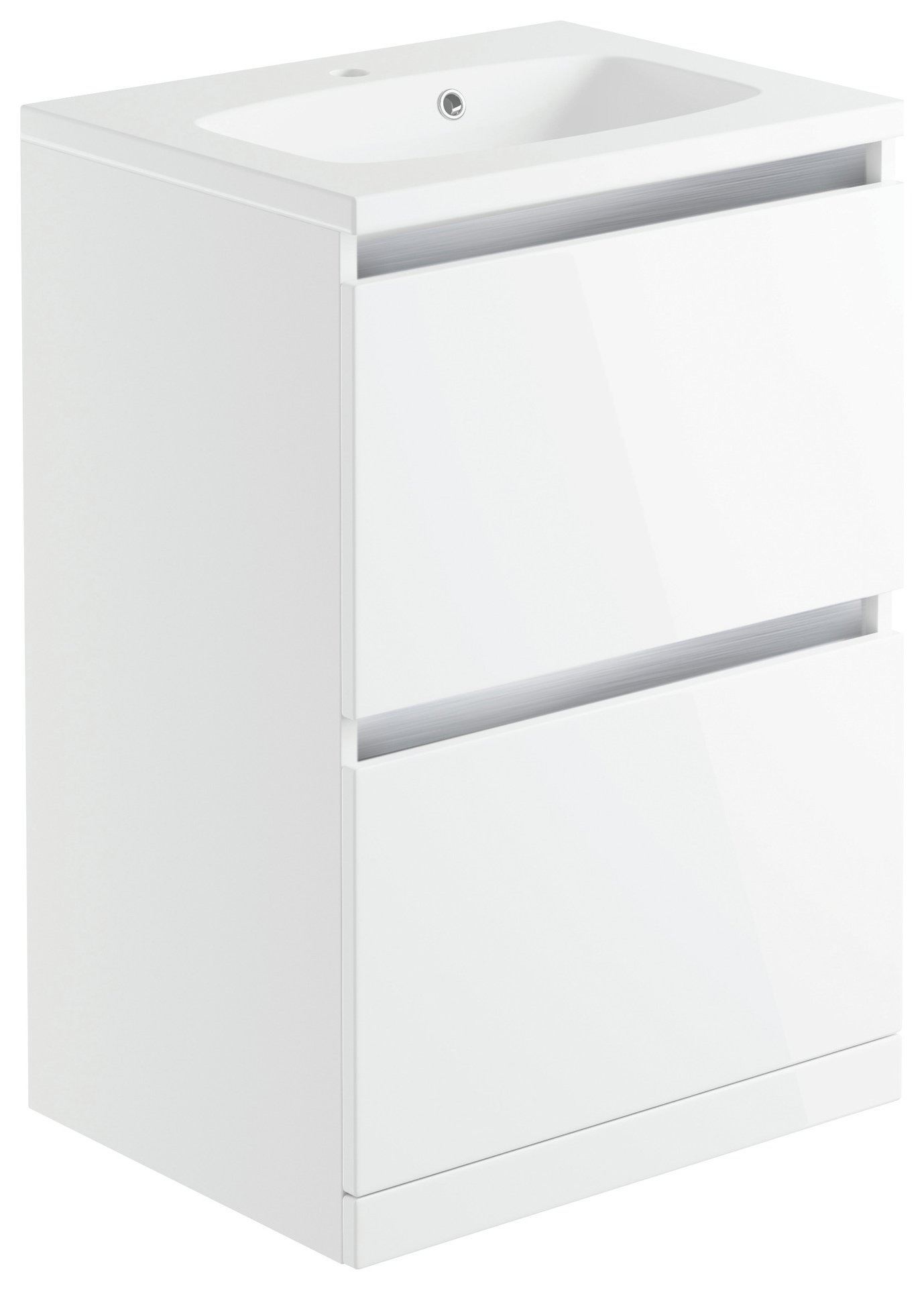 Lavari 2 Drawer Freestanding Vanity Basin - White Gloss.