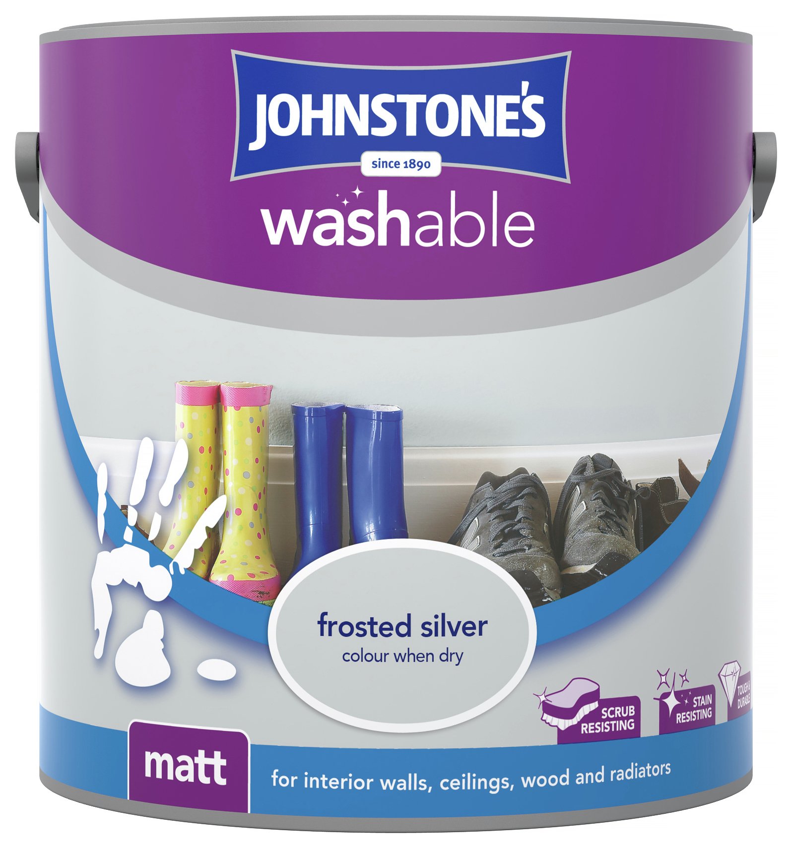 Johnstone's Washable Matt Paint 2.5L Frosted Silver. Review