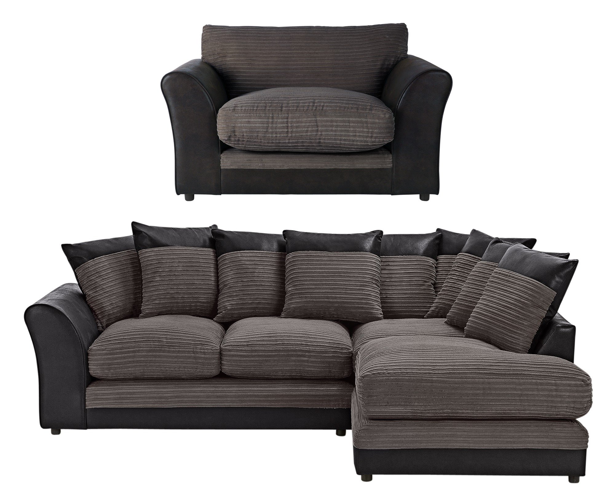 Argos Home Harley Large Right Corner Sofa & Chair - Charcoal