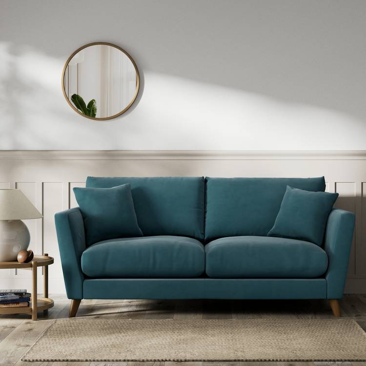 Habitat Lomond Fabric 3 Seater Sofa - Teal - Dark Leg 0