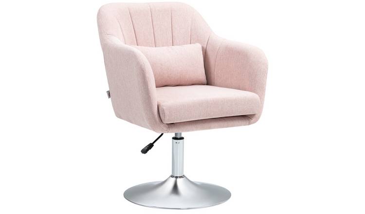 HOMCOM Linen Fabric Modern Adjustable Swivel Accent Chair - Pink