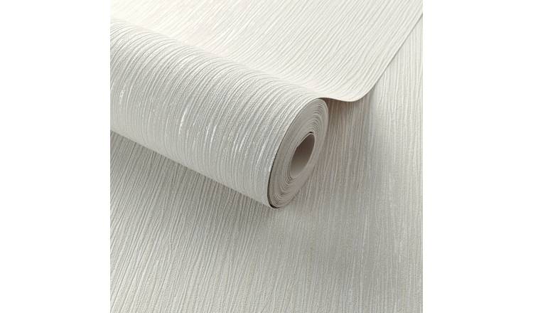Grandeco Regency Plain Glitter Textured Blown Vinyl Wallpaper - Cream Silver