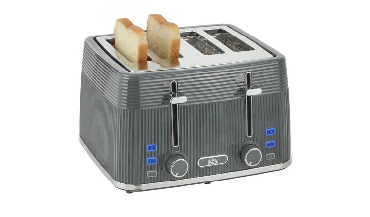 HOMCOM 4 Slice Toaster with 7 Browning Levels with Self Centring - Grey