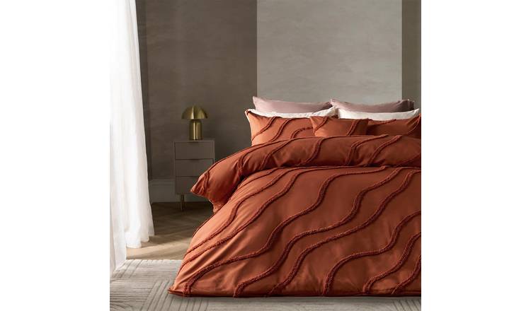 OHS Tufted Contour Bedding Duvet Cover Set Rust - Single
