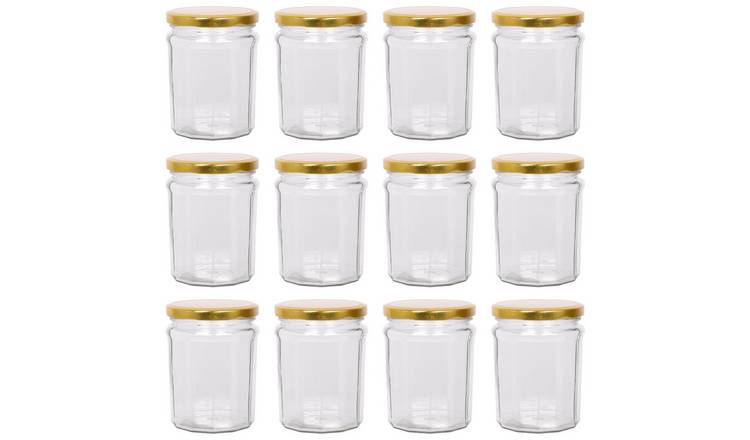 Argon Tableware Glass Jam Jars with Lids - Pack of 12