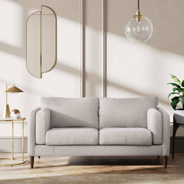 Habitat Newington Fabric 2 Seater Sofa - Natural - Dark Leg 0