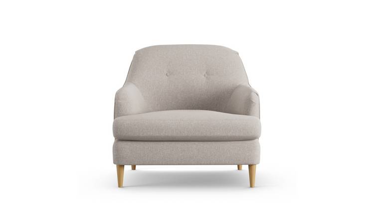 Habitat Frome Fabric Armchair - Stone - Ash Leg