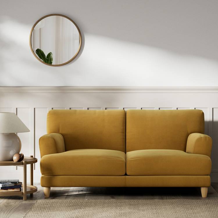 Habitat Askem Fabric 2 Seater Sofa - Gold - Ash Leg 0