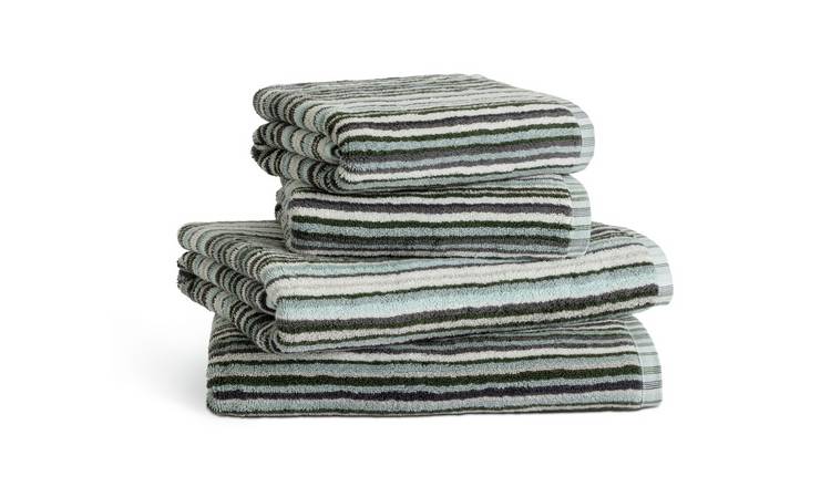 Habitat Bright Stripe 4 Piece Towel Bale - Blue