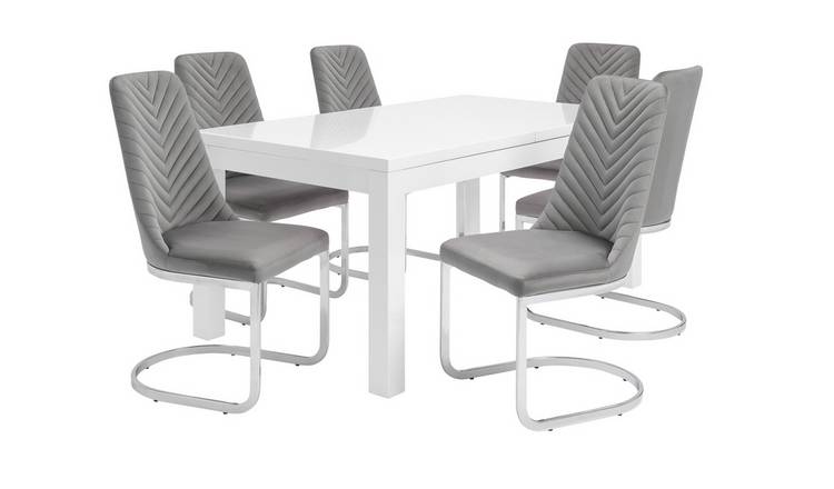 Argos Home Lyssa XL Extending Dining Table & 6 Grey Chairs