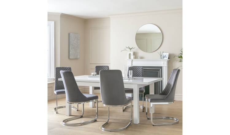 Argos Home Lyssa White Dining Table & 6 White Chairs