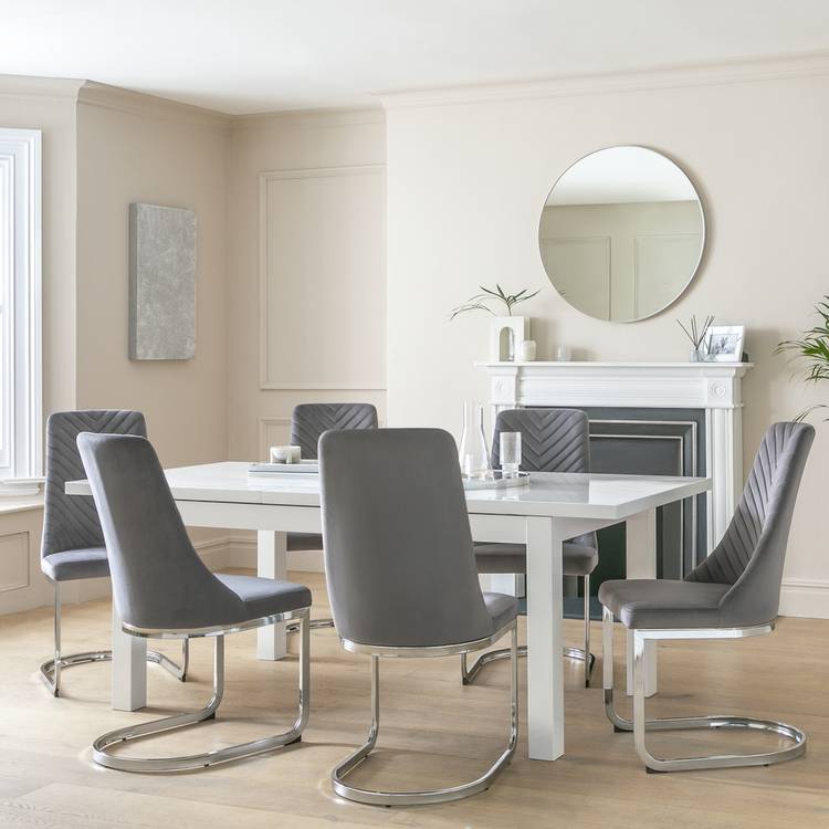 Argos Home Lyssa White Dining Table & 6 White Chairs 0