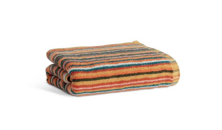 Habitat Bright Stripe Hand Towel - Orange