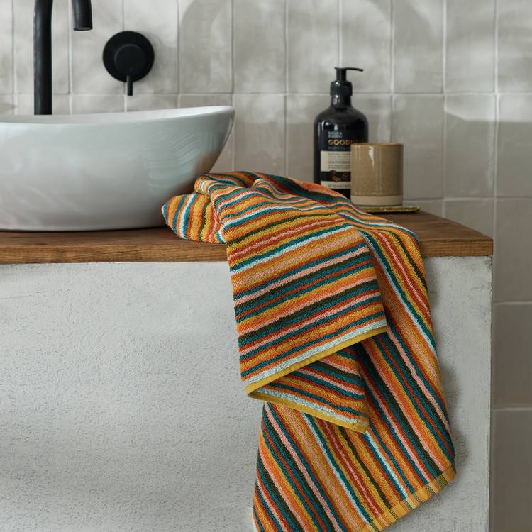 Habitat Bright Stripe Hand Towel - Orange 0