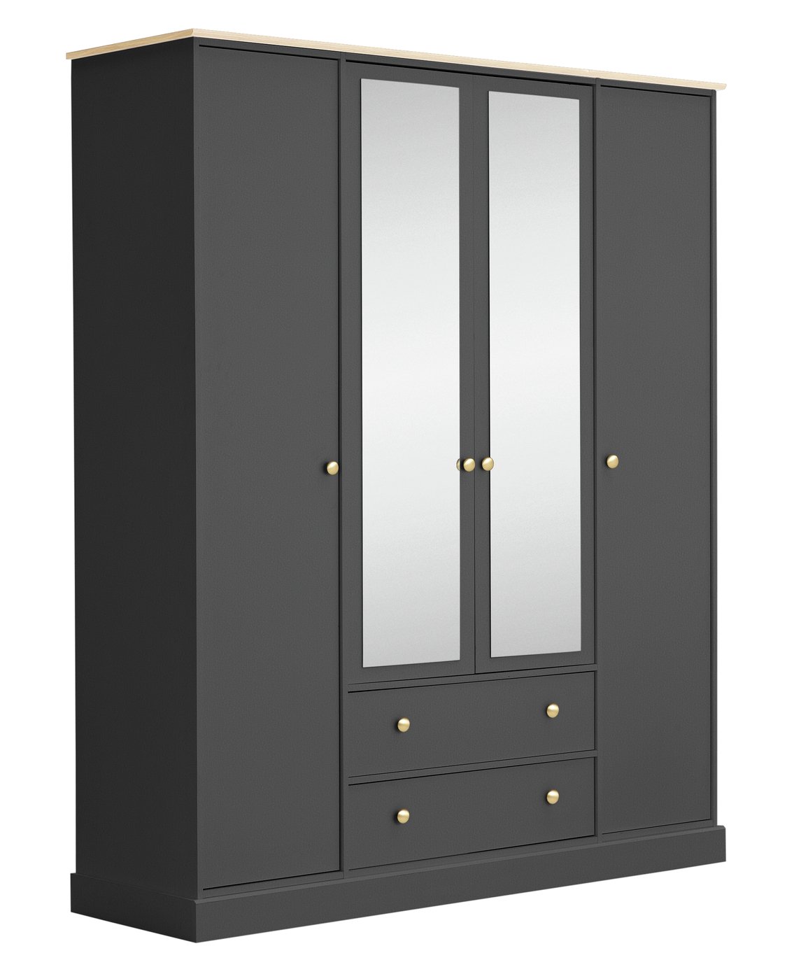 Argos Home Kensington 4 Door 2 Drawer Wardrobe - Anthracite