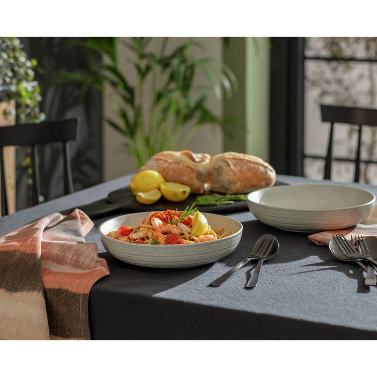 Habitat Textured Ripple 4 Piece Pasta Bowls - Chalk Grey 0