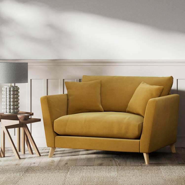 Habitat Lomond Fabric Cuddle Chair - Gold - Ash Leg 0