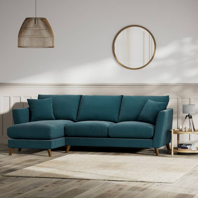 Habitat Lomond Left Hand Corner Sofa - Teal - Dark Leg 0