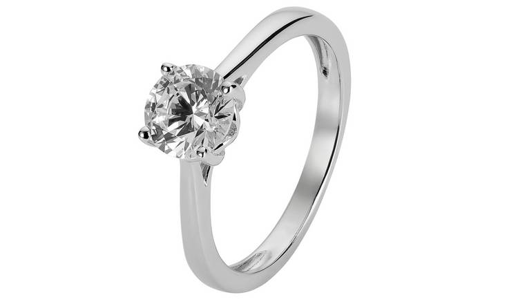 Revere Sterling Silver Cubic Zirconia Engagement Ring - S