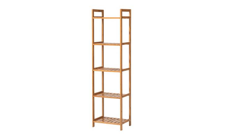 Living and Home 5-Tier 35cm Bamboo Slatted Standing Bookshelf