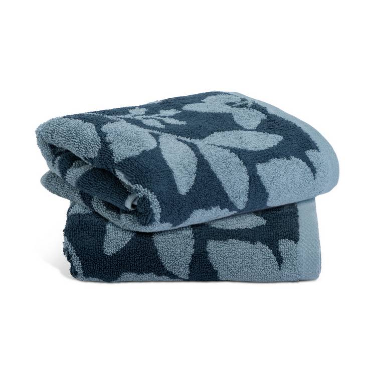 Habitat Foliage 2 Pack Hand Towel - Navy 0