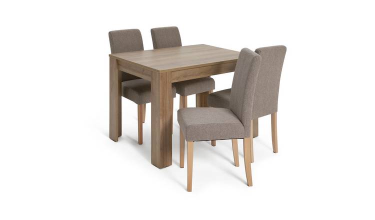 Argos Home Miami Oak Dining Table & 4 Brown Chairs