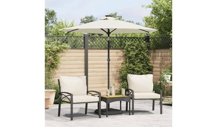 Walplus Polyester Garden Parasol - White - 225 x 225 x 212 cm