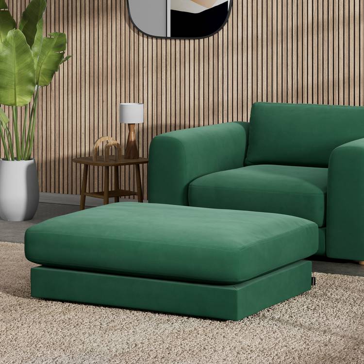 Habitat Ayr Fabric Footstool - Green - Ash Leg 0