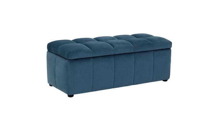 Argos Home Maisie Velvet Large Storage Ottoman - Blue