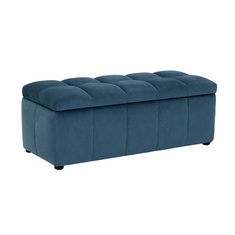 Argos Home Maisie Velvet Large Storage Ottoman - Blue 0