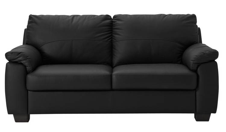 Buy Argos Home Logan 3 Seater Leather Mix Sofa Black Sofas